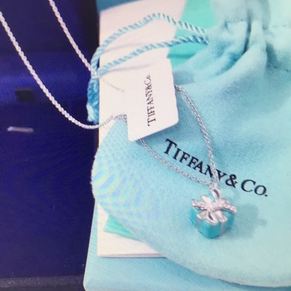 Tiffany & Co Silver Necklace with Blue Pendant
